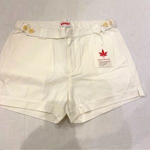 BOAST NWT 3” white cotton twill golf/tennis adjustable waist shorts size 6